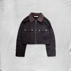 No Boundaries Black Soot Cropped Biker Trucker Retro Jacket, Women’s XXS (00)